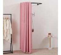 Wall Mounted U-Shaped Curtain Rod with Curtains, Metal Privacy Partition for Dressing Room, Bathroom, Backstage, Shower