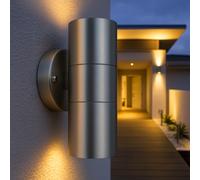 Wall Mounted Up Down Double GU10 LED Garden Outdoor IP44 Stainless Steel Mains