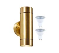 Wall Mounted Up Down Light with LED GU10 Bulbs Included: Solid Brass Zink Metallics One Size