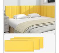 Wall Mounted Upholstered Headboard, 3D Soundproof Wall Panels Peel And Stick for Queen Size, Bed Headboard in Light Grey (6 Panels, 9.84" X 19.68"),Yellow,50x25CM/6 Pcs