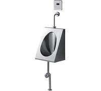 Wall-mounted urinal 304 Stainless Steel Wall-Mounted Men's Urinal with Automatic Flush Valve - Bathroom Accessory for Toilets Siphon Design for Efficient Water Flow Ideal for Commercial Use