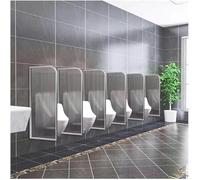 Wall-Mounted Urinal Baffle, Urinal Screen Toilet Partition Protection Divider, Public Toilet partition with Tempered Glass, Mens Urinal Privacy Screen for Bathroom/Hotel/Public(Black,4pcs) (Silv