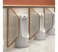 Wall-Mounted Urinal Partition, Translucent Glass and Stainless Steel Toilet Divider, Privacy Screen for Public Restrooms
