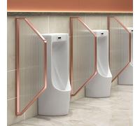 Wall-Mounted Urinal Partition, Translucent Glass and Stainless Steel Toilet Divider, Privacy Screen for Public Restrooms