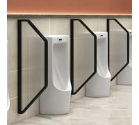 Wall-Mounted Urinal Partition with Translucent Glass and Stainless Steel, Privacy Screen for Public Restrooms