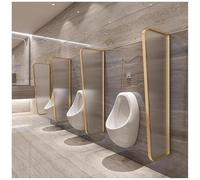 Wall-Mounted Urinal Screen with Stainless Steel Frame, 3-Pcs Men's Urinal Privacy Divider for Public Toilets, Ideal for Schools, Bars, Hotels - Gold Color