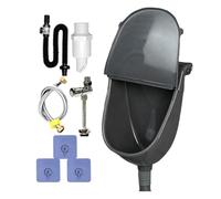 Wall Mounted Urinal with Lid - PP 28.5x38.5x18cm | Bathroom Washout Mens Cover Adjustable Spill Proof Flushing Urine Diverter | for Home Vehicle Garage Camping Backyard Dorm RV Kit