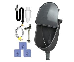 Wall Mounted Urinal with Lid - PP 28.5x38.5x18cm | Bathroom Washout Mens Cover Adjustable Spill Proof Flushing Urine Diverter | for Home Vehicle Garage Camping Backyard Dorm RV Kit