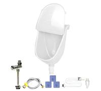 Wall Mounted Urinal With Lid - Wall Mounted Bathroom Washout Urinal | Adjustable Flushing Urine Diverter With Hose | Dorm Vehicle RV Backyard Garage Home Bathroom | Covered Men's Flush Valve Inlet Dra