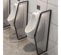 Wall-Mounted UrinalPanels - 2-Pack Black Partition Stainless Steel Frame & Translucent Glass for Restroom Dividers Urinal Partitions Bathroom Privacy Solutions