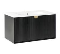 Wall Mounted Vanity Unit with Basin BONAIRE 80 cm Black
