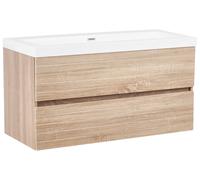 Wall Mounted Vanity Unit with Basin URUCU Light Brown