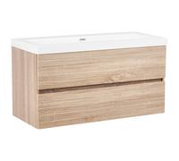 Wall Mounted Vanity Unit with Basin URUCU 100 cm Light Brown