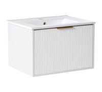 Wall Mounted Vanity Unit with Basin with Gold Handle TILCARA White