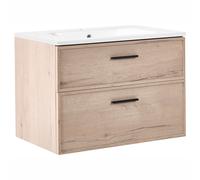 Wall Mounted Vanity Unit with Basin YELCHO Light Brown