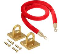 Wall Mounted Velvet Rope with 2 Hooks, 3Ft-13Ft Adjustable Hanging Barriers for Queue Crowd Control at Events, Movie Theaters, and Red Carpet Functions