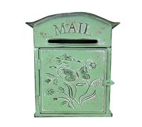 Wall-Mounted Vintage Mailboxes for House Outside, Metal Door Aged Shabby Chic Embossed Mailbox, Country Rustic Decor, 11'' x 4'' x 12''