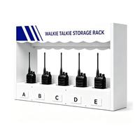 Wall Mounted Walkie Talkie Holder Rack with Name Tags，5/8/10/15/16/24/32-slot Universal Two-way Radio Charging Storage Station Case in Hotel/Construction(5hole)