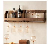Wall-Mounted Walnut Wine Rack - Sturdy Wooden Construct with Wider Shelves & Upside-Down s Holder - Bottle Sto for Home Use