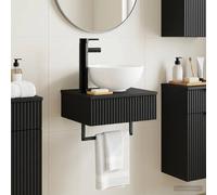Wall-Mounted Wash Basin Black 40x35x39cm Engineered Wood Compact Sink QuickDrain