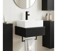 Wall-Mounted Wash Basin Black 40x41x39cm Engineered Wood Modern Space-Saver Slim