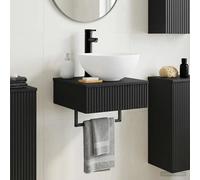 Wall-mounted Wash Basin Black Engineered Wood 40x41x40.5cm Space-Saving Modern.