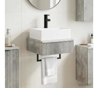 Wall-Mounted Wash Basin Concrete Grey 40x41x39cm Engineered Wood Slim Modern New