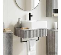 Wall-Mounted Wash Basin Grey Sonoma 53x35x39cm Engineered Wood CompactQuickDrain