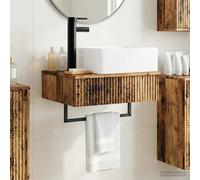 Wall-mounted wash basin Old wood 53x35x39cm Engineered wood Compact sink EasyFix