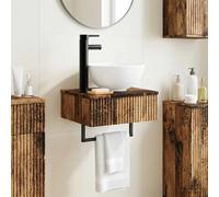 Wall-Mounted Wash Basin Old Wood Engineered Wood 40x35x39cm Compact Quick-Drain