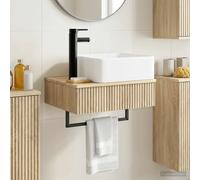 Wall-Mounted Wash Basin Sonoma Oak Engineered Wood 50x41x39cm Modern SpaceSaving