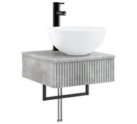 Wall-Mounted Wash Basin Concrete Grey 40x41x40.5cm Engineered Wood Space-Saving