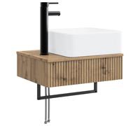 vidaXL Hand Wash Basin Wall Mounted Oak Modern Bathroom Floating Basin Wall Furniture Wood Design Space Saving New Style
