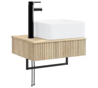 vidaXL Hand Wash Basin Wall Mounted Oak Modern Bathroom Floating Basin Wall Furniture Wood Design Space Saving New Style