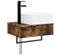 vidaXL Hand Wash Basin Wall Mounted Oak Modern Bathroom Floating Basin Wall Furniture Wood Design Space Saving New Style