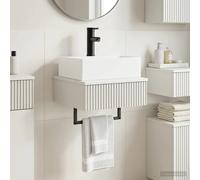 Wall-Mounted Wash Basin White 40x41x39cm Engineered Wood Compact Space-Saver UK