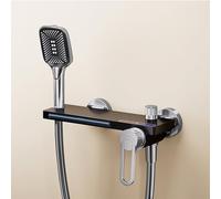 Wall-Mounted Waterfall Bath Mixer Tap with Shower Attachment - Modern Black Bathroom Tub Filler for Stylish Home Decor