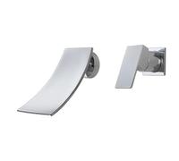 Wall-Mounted Waterfall Bathroom Sink Faucet - Modern T-Shaped Mixer Tap with Single Handle for Hot & Cold Water - Stylish 2-Hole Design for Elegant Bathrooms