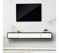 Wall Mounted White Floating TV Stand - Modern Entertainment Center with 3 Drawers Solid Wood Shelves Stylish Media Console for Living Room Home Theater Furniture