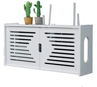Wall Mounted White Router Shelf - Cable Management Organizer for Wires, Game Consoles, DVD Players & Remotes - Floating Storage Box (D-48×12×28 cm)