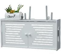 Wall Mounted White Router Shelf - Floating Storage Organizer for Hiding Wires, Cable Boxes, DVD Players, Game Consoles & Remotes - 48x12x28 cm