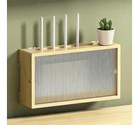 Wall Mounted WiFi Box Hider,Wooden Router Shelf,Router Shelter Box,No Punching,Hide WiFi Router Home Decor Box,Router Cabinet for Office and Home(Brown b,45.3CM/17.8in)