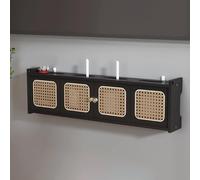 Wall Mounted WiFi Router Storage Box Wooden Modem Cabinet Invisible WiFi Hider for Home & Office 80cm/31.5in Stylish Router Rack Cover Black