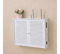 Wall Mounted WiFi Storage Box Hider,Router Shelter Box,Modem Cable Router Cover,Double-Deck Shelf,PVC Breathable Grid Organizer for Modem,for Home Office Use(58x10.5x46cm/22.8x4.1x18.1in)