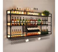 Wall-Mounted Wine Bottle Holder with Glass Rack, Metal Wine Shelf, 39.4in Gold Wine Storage Rack for Home Bar, Kitchen, Wine Cellar, Stylish Bottle nizer