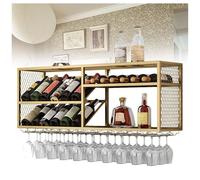 Wall Mounted Wine Display Rack, Hanging Industrial Wine Racks, Bar Unit Floating Shelves, Glass Rack Iron Display Stand for Home, Restaurant, Bar, Length: 100/120/140cm
