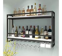 Wall-Mounted Wine Glass Holder - 2-Layer Industrial Storage Rack, Iron Bottle Holder with Partitions for Bars, Wine Cellars, Kitchens