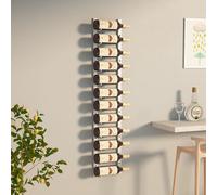 Wall Mounted Wine Rack 12 Bottle White Iron 116cm x 12.5cm Slim Storage Kitchen