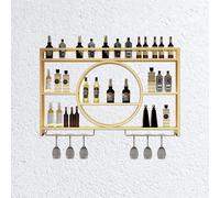 Wall Mounted Wine Rack Drinks Cabinet for Living Room,Gold Cupboard Top Home Bar Unit Black Glass Holders Shelf Standing Slim Tall(100 * 15 * 80cm)