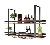 Wall Mounted Wine Rack, Hanging Floating Bar Liquor Shelves Glass Stand Holder, Plant Hanger Kitchen Dish Organizer Wine Storage Display Shelf for Home Bar(120x30x80cm)